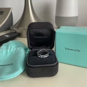 Tiffany white gold aquamarine band 18k gold